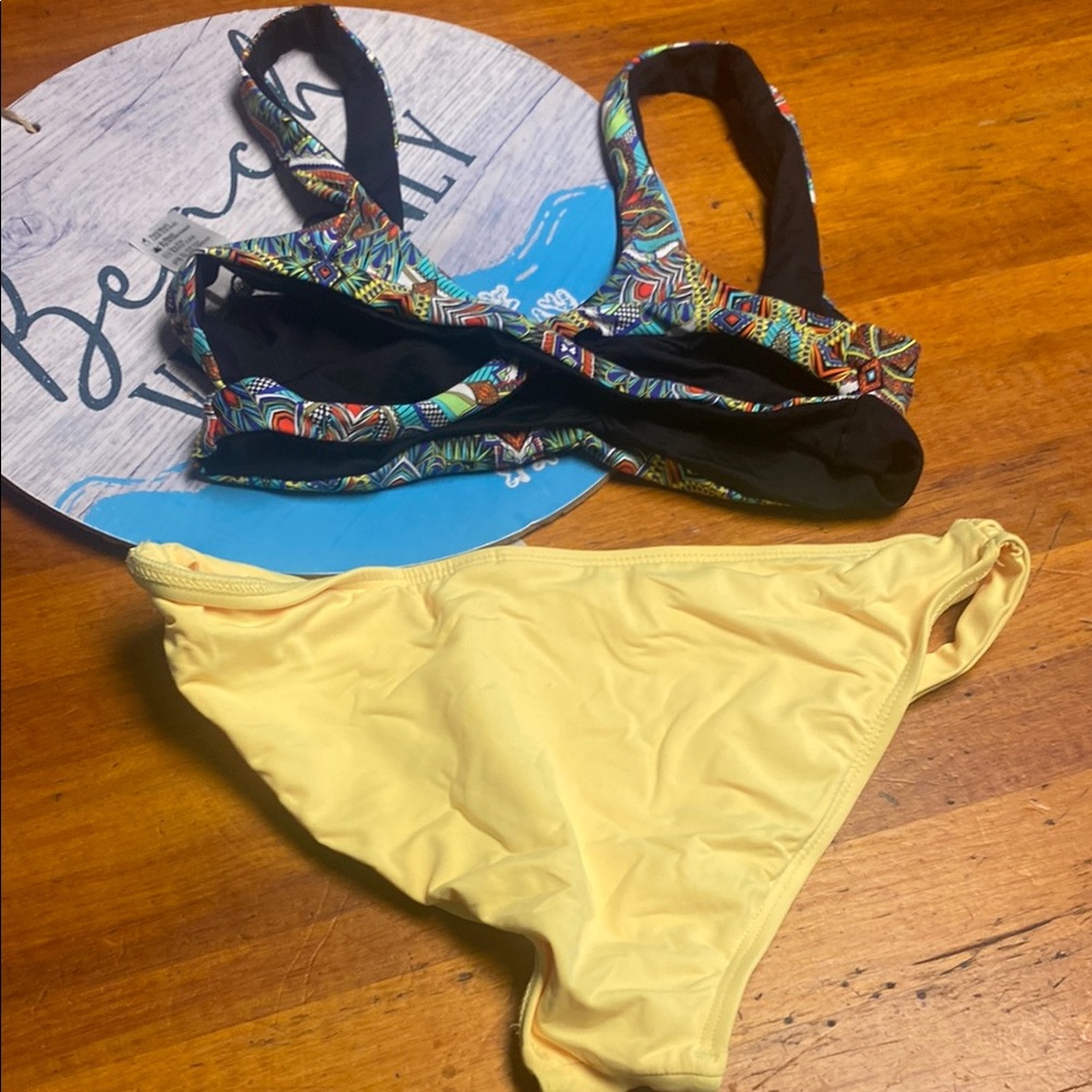 L*Space Multicolor Patterned Bikini Top With Yell… - image 3